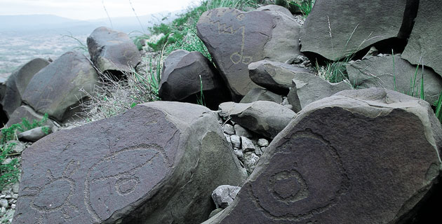 Detalle de los petrograbados de Narigua, en General Cepeda. / Foto: María de Lourdes Alonso