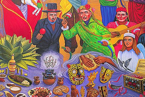 Murales en el Palacio Municipal de Chilpancingo sobre la fiesta de los tecuanes/ Mauricio Ramos-MD
