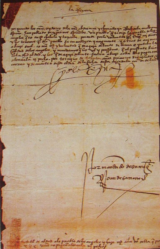 Cédula de la fundación de Puebla firmada por la reina Isabel.