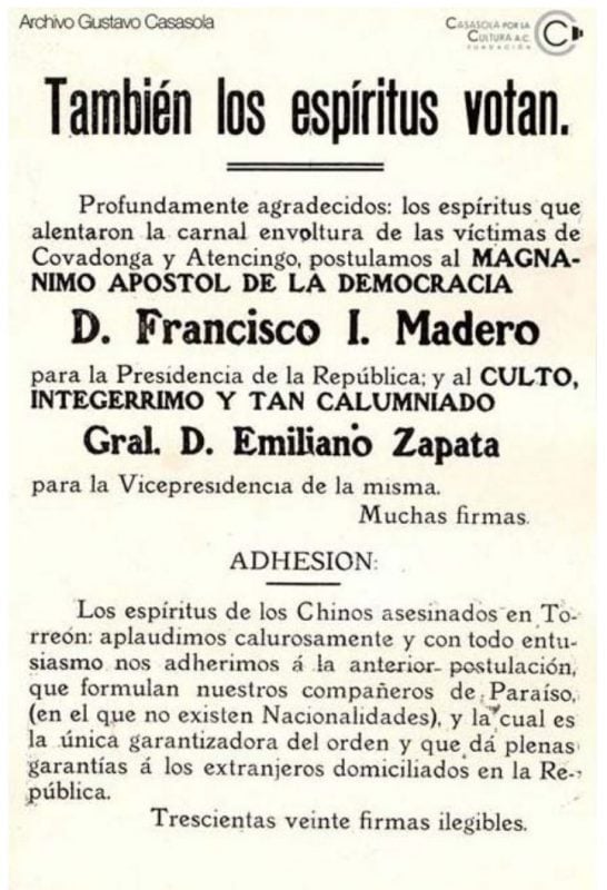 Pnafleto para votar por Francisco I Madero