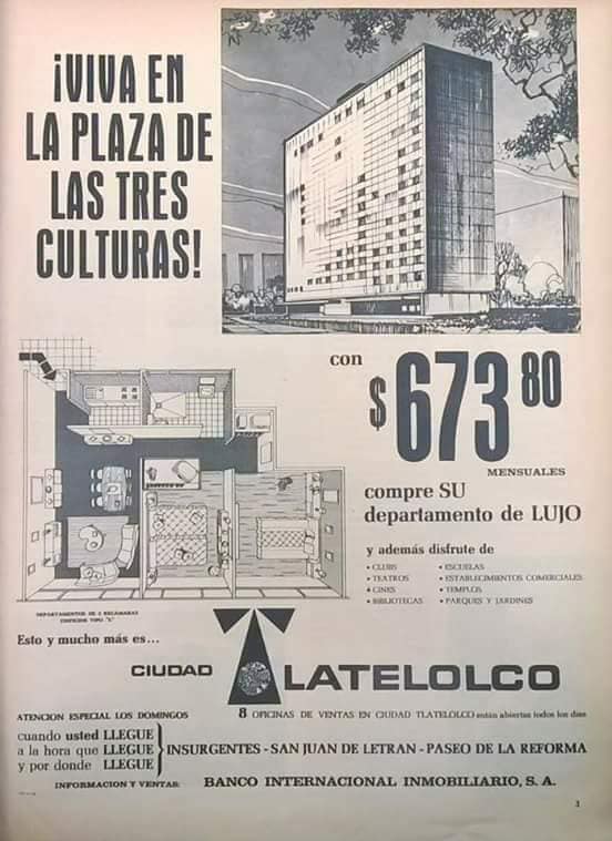 Publicidad para vivir en el conjunto habitacional Tlatelolco Nonoalco