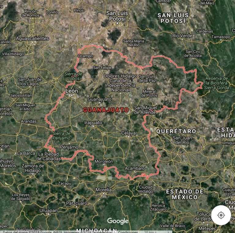 Mapa de Guanajuato para imprimir y con división política - México ...