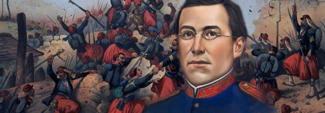 Ignacio Zaragoza durante la Batalla de Puebla