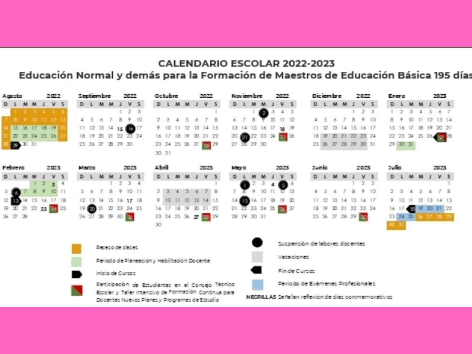 Calendario escolar 2022 2023 vacaciones días feriados inicio de clases y otras fechas
