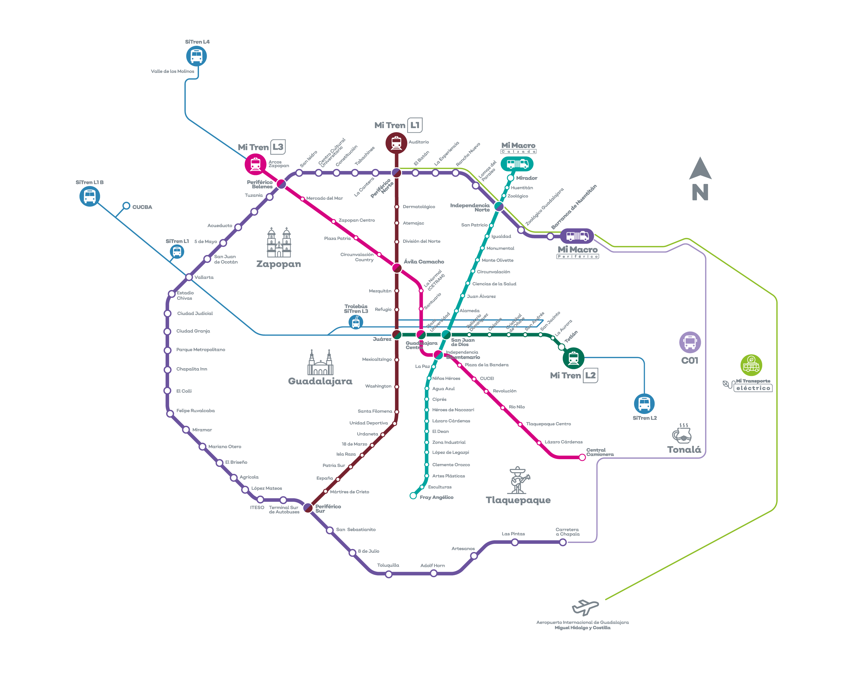 Mapa del Tren Ligero de Guadalajara