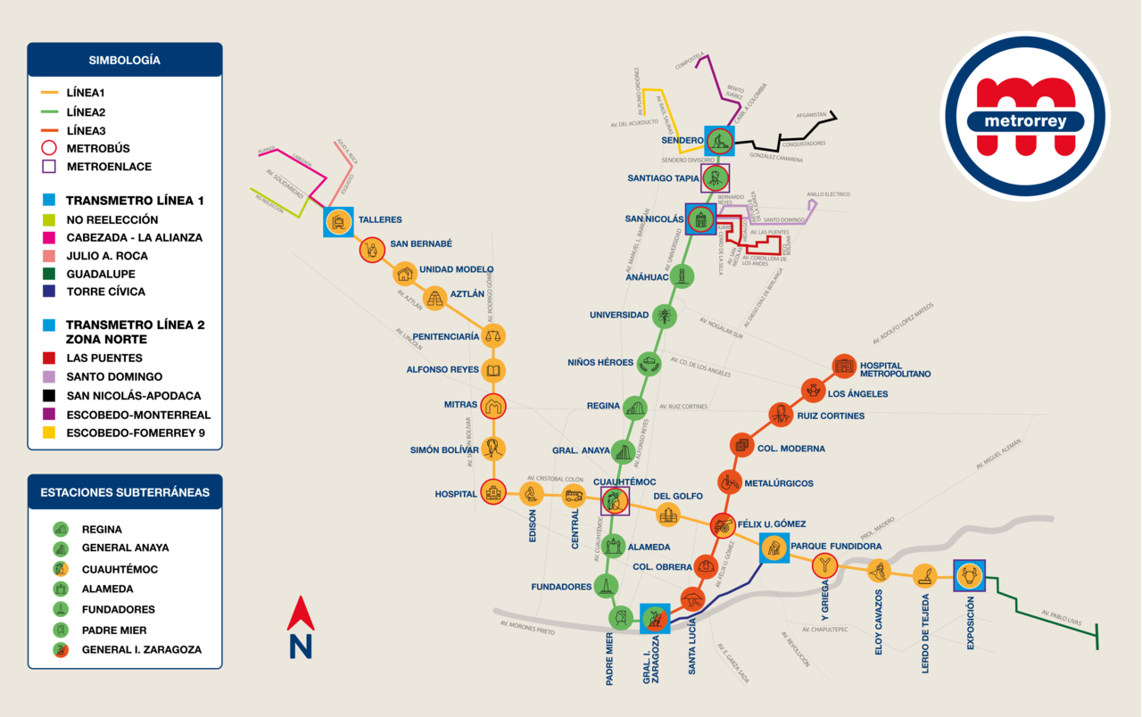 Mapa Del Metrorrey Líneas Estaciones Y Horarios México Desconocido