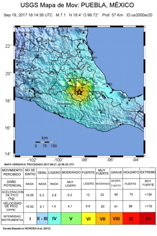 El epicentro del terremoto de puebla de 2017