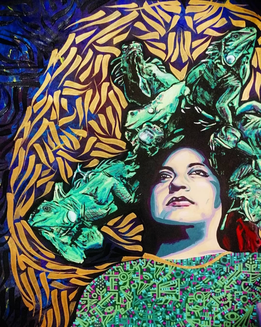 Acrílico sobre lienzo del retrato de Zobeida Díaz